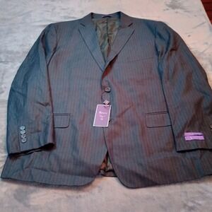 Vinci Zegna Blazer Mens 48 R Charcoal Gray Pinstripe Super 150s Sport Coat Jacke